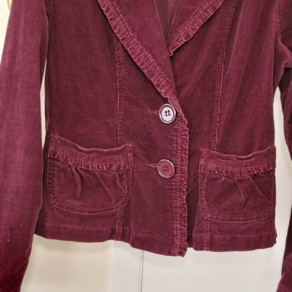 Sashimi Corduroy Jacket Button Maroon Dark Wine Red Burgundy Y2K 2000 - Picture 6 of 7